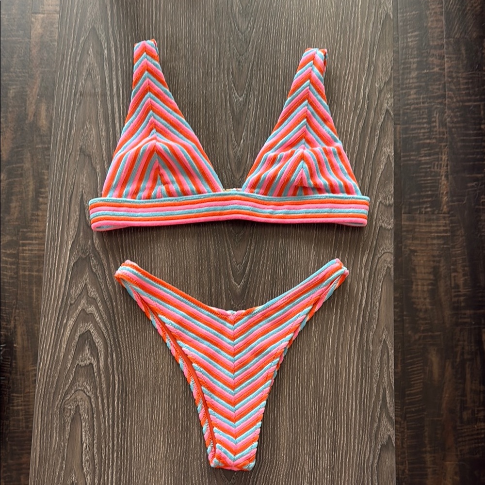 Neena Striped Multicolor Bikini Set - NWOT